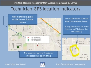 Technician GPS location indicators