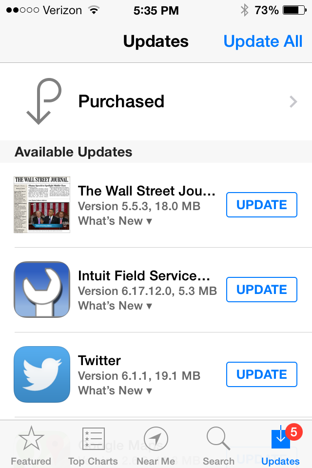 iOS app update for Intuit Field Service Management