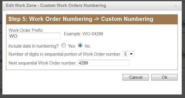 Work Order Numbering detail