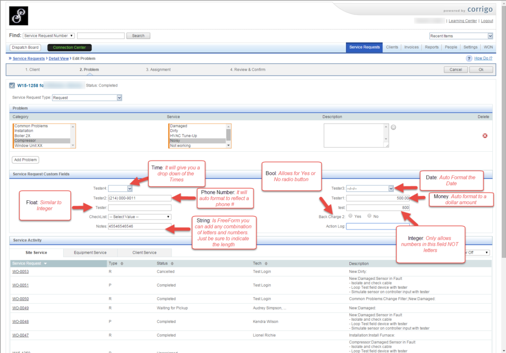 Using Custom Fields in Corrigo Pro Manager