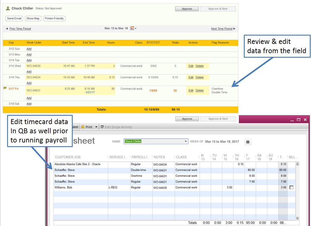 Time Card module for Intuit Field Service Management